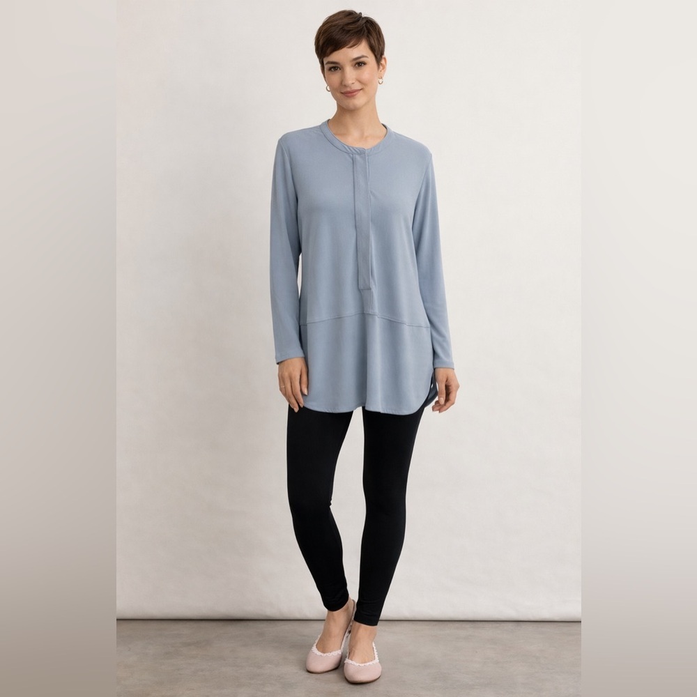 LAUREN Ralph Lauren Women's Light Blue Tunic Blouse Sz L